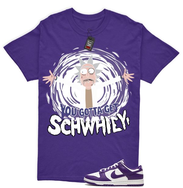 Dunk Purple Championship Court Low White Matching Shirt, Get Schwifty Tee Match Championship Court Purple Jezsport.com