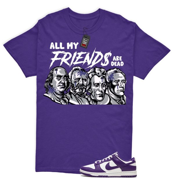 Dunk Purple Championship Court Low White Matching Shirt, All My Friends Tee Match Championship Court Purple Jezsport.com