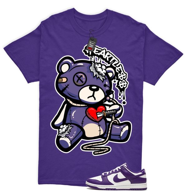 Dunk Purple Championship Court Low White Matching Shirt, Heart Less Tee Match Championship Court Purple Jezsport.com