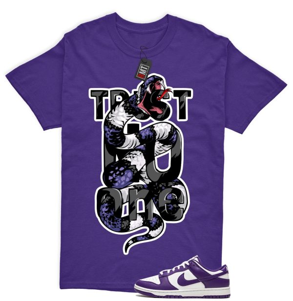 Dunk Purple Championship Court Low White Matching Shirt, Trust No One Tee Match Championship Court Purple Jezsport.com