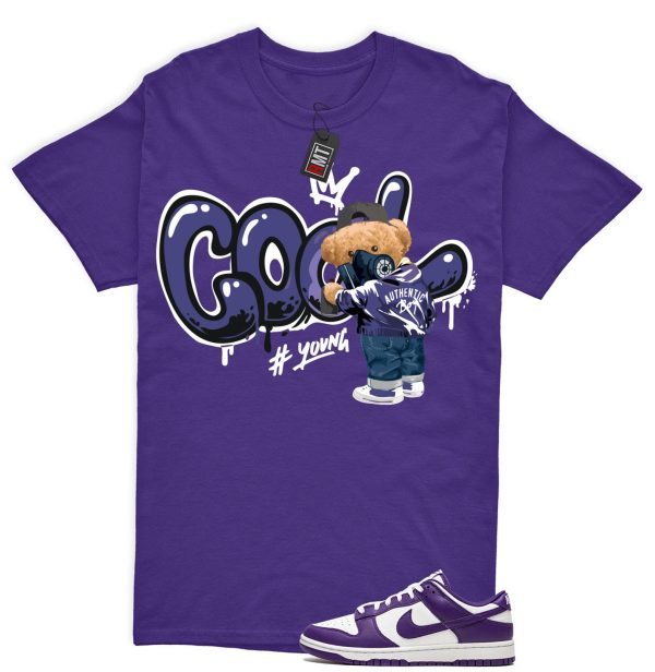 Dunk Purple Championship Court Low White Matching Shirt, Cool Bear Tee Match Championship Court Purple Jezsport.com