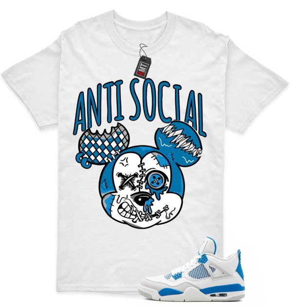 Jordan 4 Military Blue Matching Shirts, Anti Social Tee Match Military Blue 4s Jezsport.com