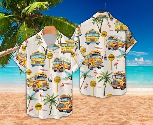 School Bus Hawaiian Shirt, Bus Driver Summer Hawaiian Shirt, Summer Shirt For Men and Women Jezsport.com