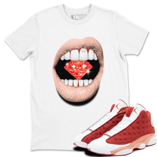 Lips Diamond Unisex Sneakerhead Shirts To Match Jordans AJ13 Dune Red Jezsport.com