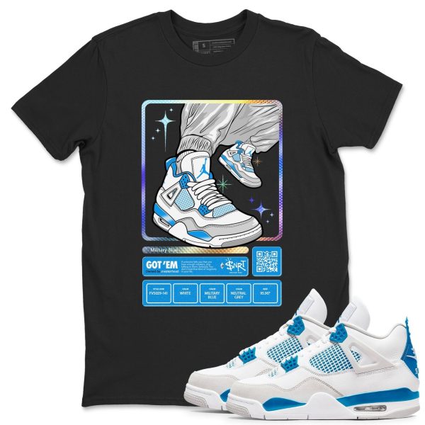 Sneaker Trading Card Unisex Sneakerhead Shirts To Match Jordans AJ4 Military Blue Jezsport.com