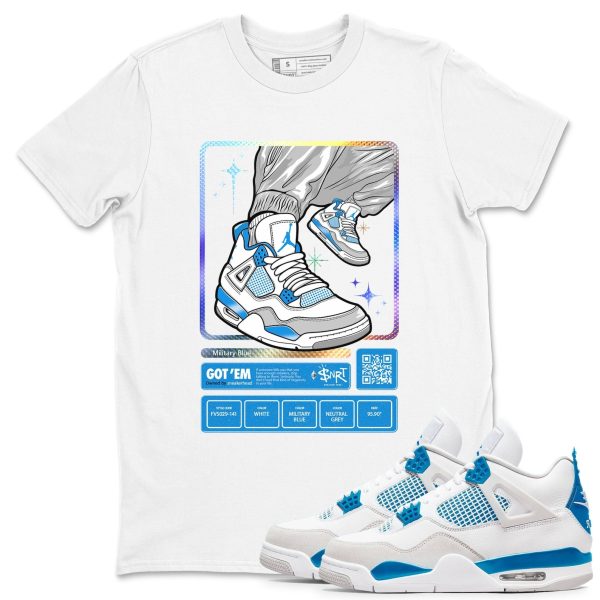 Sneaker Trading Card Unisex Sneakerhead Shirts To Match Jordans AJ4 Military Blue Jezsport.com