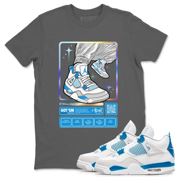 Sneaker Trading Card Unisex Sneakerhead Shirts To Match Jordans AJ4 Military Blue Jezsport.com