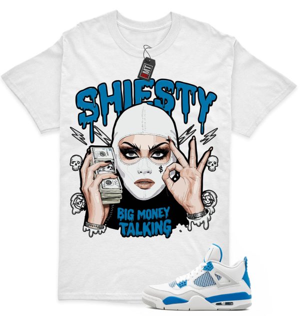 Jordan 4 Military Blue Matching Shirts, Money Talking Tee Match Military Blue 4s Jezsport.com