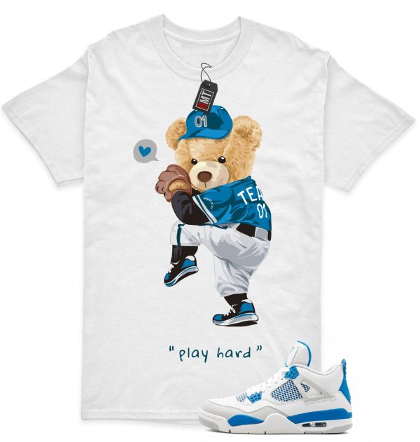 Jordan 4 Military Blue Matching Shirts, Play Hard Tee Match Military Blue 4s Jezsport.com