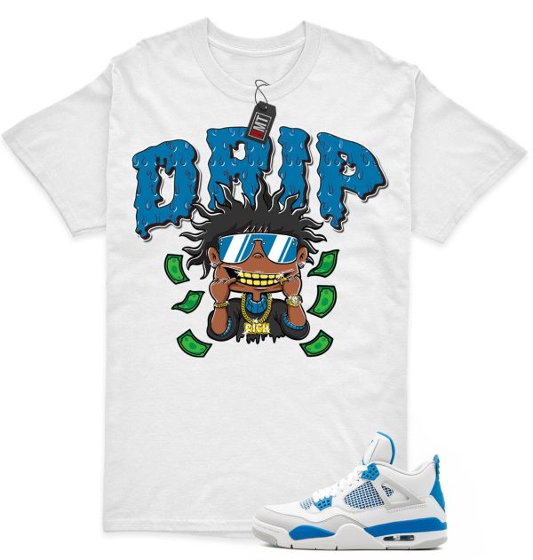 Jordan 4 Military Blue Matching Shirts, Drip Tee Match Military Blue 4s Jezsport.com