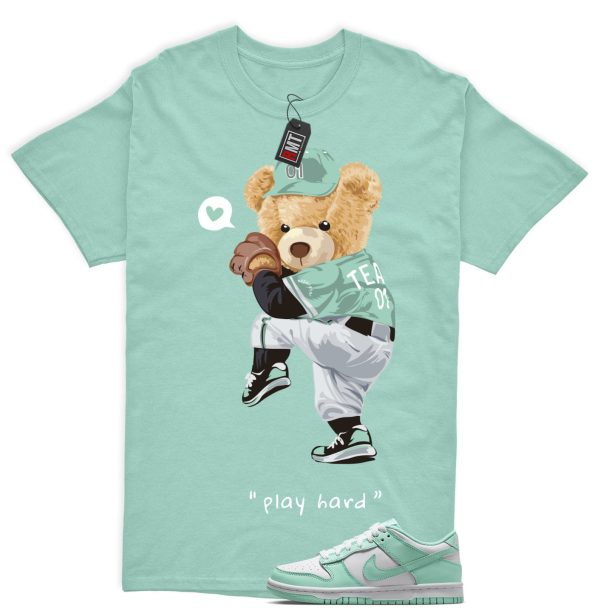 Dunk Mint Foam White Matching Shirt, Play Hard Tee Match Low GS Mint Foam Jezsport.com