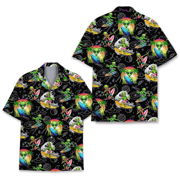 Alien Surfing Hawaiian Shirt, Summer For Men and Women Jezsport.com