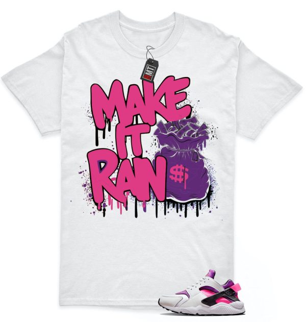 Air Huarache White Hyper Pink Vivid Purple Match T-shirt, Make It Rain Jezsport.com