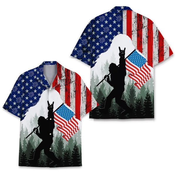 Bigfoot American Flag Hawaiian Shirt, Summer Shirt For Men and Women Jezsport.com