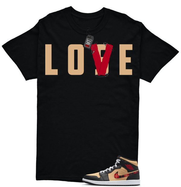 Jordan 1 Mid Tartan Swoosh Shirt, Love Lose Tee Matching Retro 1 Brown Plaid Red Color Jezsport.com