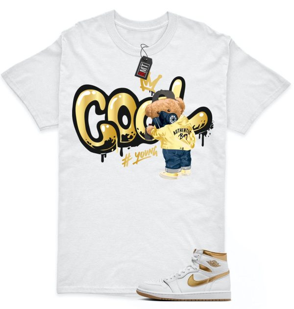 Jordan 1 High OG Metallic Gold White Gum Light Brown Unisex T-Shirt, Cool Bear Jezsport.com