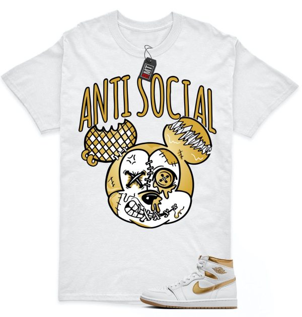 Jordan 1 High OG Metallic Gold White Gum Light Brown Unisex T-Shirt, Anti Social Jezsport.com