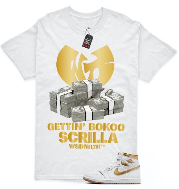 Jordan 1 High OG Metallic Gold White Gum Light Brown Unisex T-Shirt, Scrilla Jezsport.com