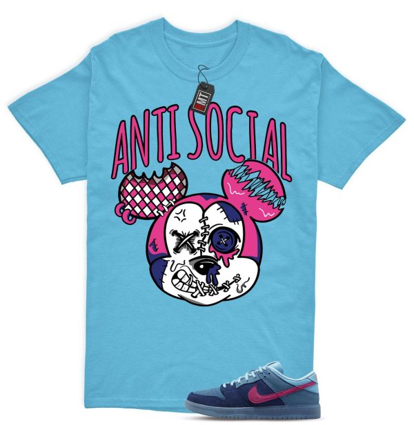 SB Dunk Low Run The Jewels Deep Royal Blue Chill Active Pink Match Shirt, Anti Social Jezsport.com