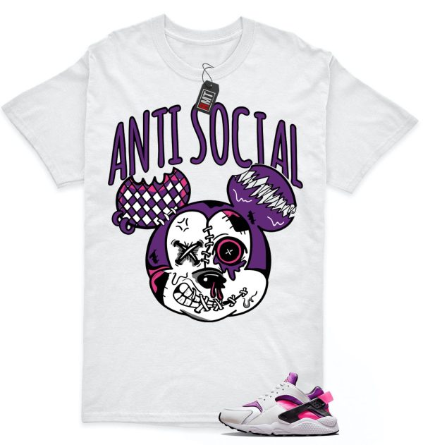 Air Huarache White Hyper Pink Vivid Purple Match T-shirt, Anti Social Jezsport.com