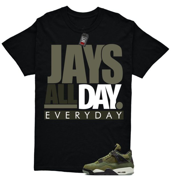 Jordan 4 Retro SE Craft Medium Olive Match T-shirt, Jays all day Jezsport.com