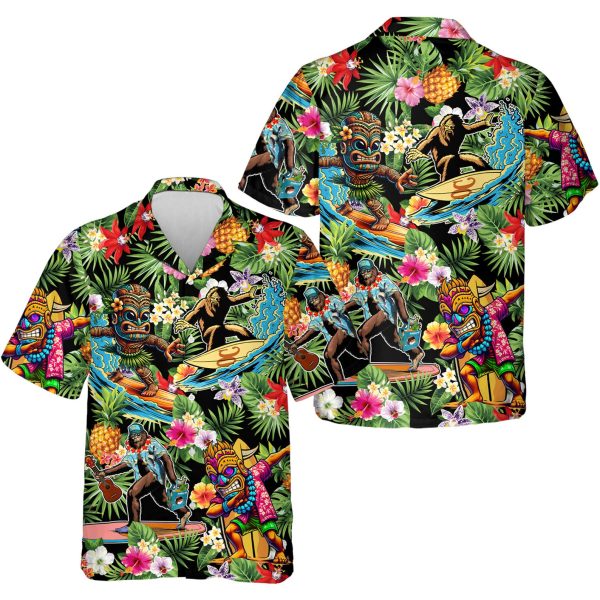 Bigfoot Tiki Surfing Hawaiian Shirt, Summer Shirt For Men and Women Jezsport.com