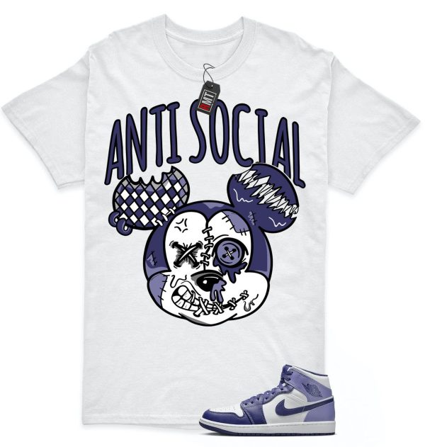 Jordan 1 Retro Mid Blueberry Sky Purple Blue Matching T-shirt, Anti Social Jezsport.com