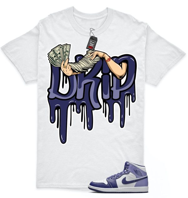 Jordan 1 Retro Mid Blueberry Sky Purple Blue Matching T-shirt, Drip Jezsport.com