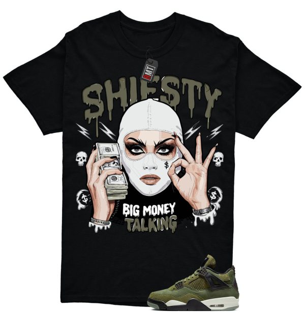 Jordan 4 Retro SE Craft Medium Olive Match T-shirt, Money Talking Tee Matching Olive 4s Jezsport.com