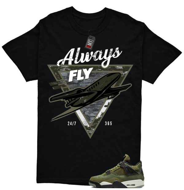 Jordan 4 Retro SE Craft Medium Olive Match T-shirt, Always Fly Tee Matching Olive 4s Jezsport.com