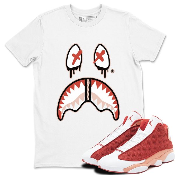 Shark Face - Sneaker Shirts To Match Jordans AJ13 Dune Red Jezsport.com