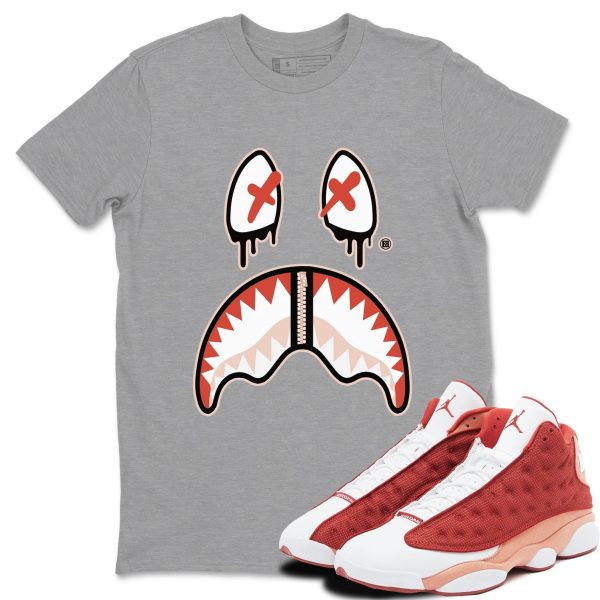 Shark Face - Sneaker Shirts To Match Jordans AJ13 Dune Red Jezsport.com