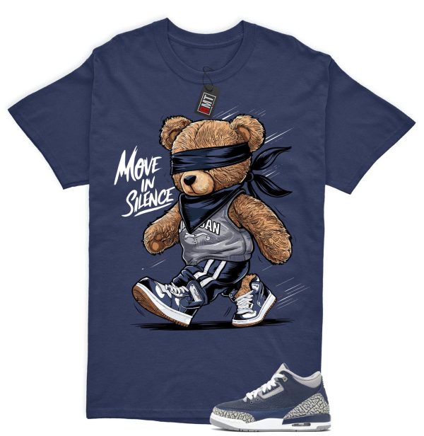 Jordan 3 Georgetown Midnight Navy Match T-shirt, Move In Silence Tee Matching Georgetown 3s Jezsport.com