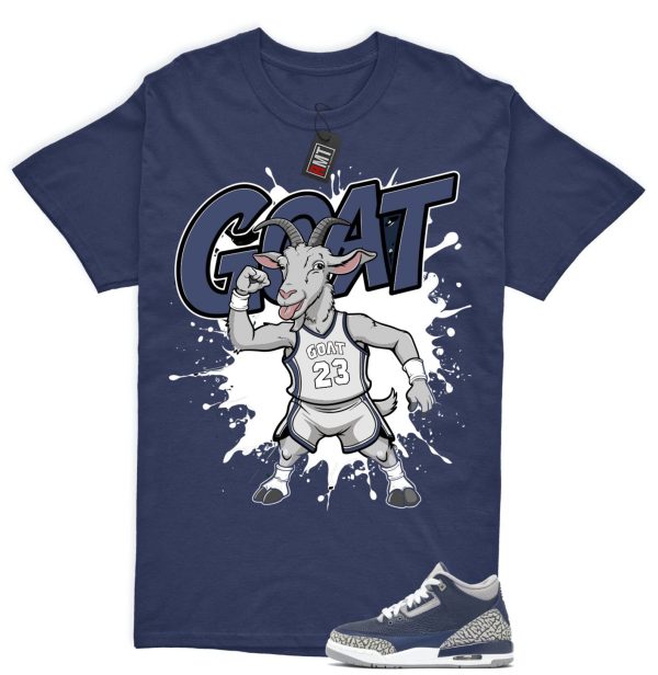 Jordan 3 Georgetown Midnight Navy Match T-shirt, Goat Tee Matching Georgetown 3s Jezsport.com