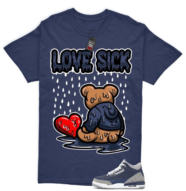 Jordan 3 Georgetown Midnight Navy Match T-shirt, Love Sick Tee Matching Georgetown 3s Jezsport.com