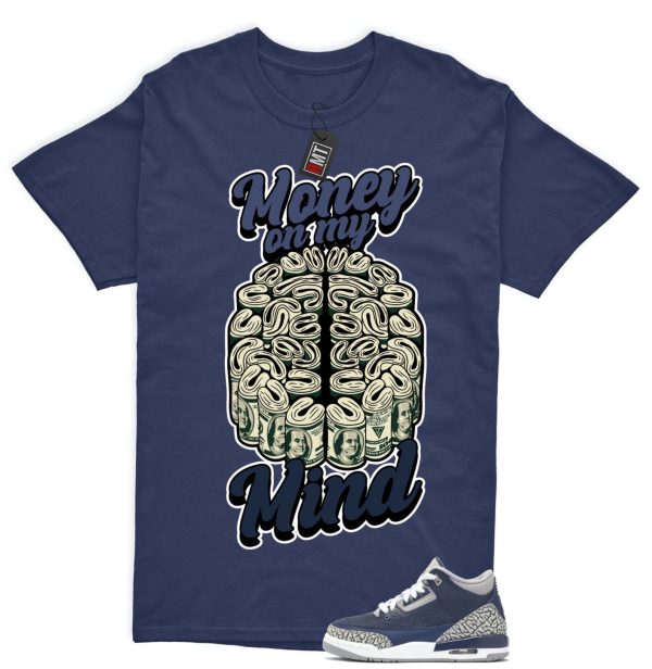 Jordan 3 Georgetown Midnight Navy Match T-shirt, Money Tee Matching Georgetown 3s Jezsport.com