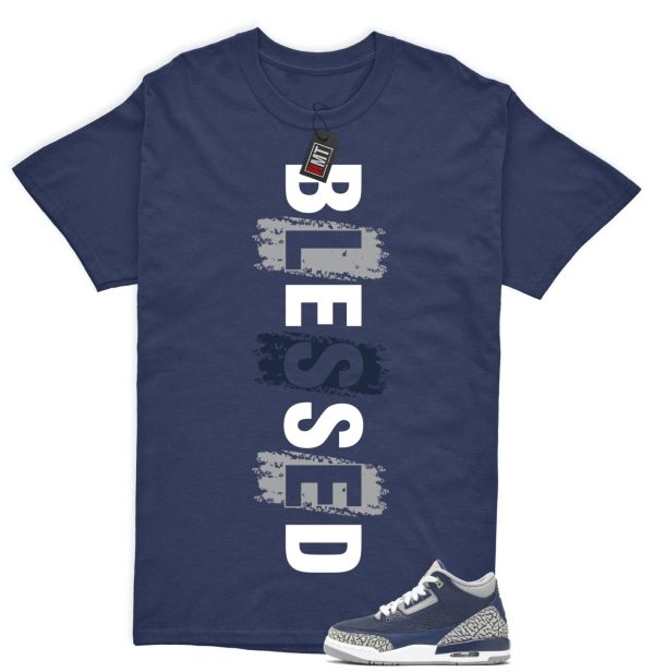 Jordan 3 Georgetown Midnight Navy Match T-shirt, Blessed Tee Matching Georgetown 3s Jezsport.com