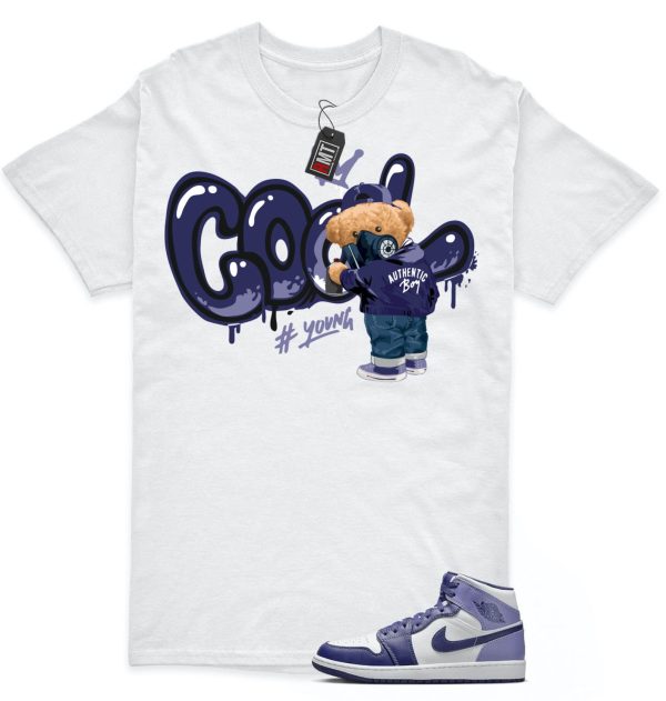 Jordan 1 Retro Mid Blueberry Sky Purple Blue Matching T-shirt, Cool Bear Jezsport.com