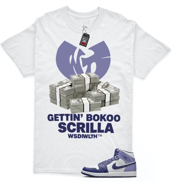 Jordan 1 Retro Mid Blueberry Sky Purple Blue Matching T-shirt, Scrilla Jezsport.com