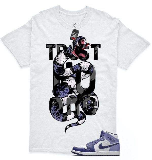 Jordan 1 Retro Mid Blueberry Sky Purple Blue Matching T-shirt, Trust No One Jezsport.com