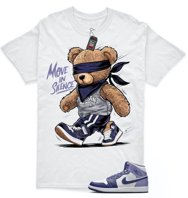 Jordan 1 Retro Mid Blueberry Sky Purple Blue Matching T-shirt, Move In Silence Jezsport.com