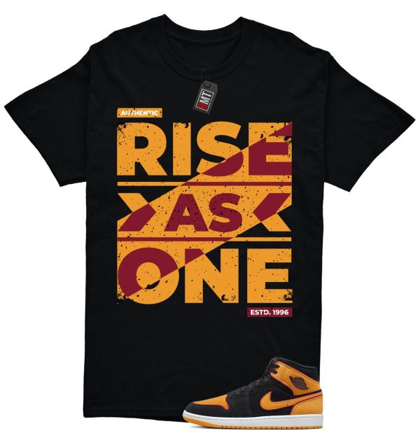 Jordan 1 Mid SE Black Vivid Orange Cardinal Red Match Shirt, Rise As One Jezsport.com