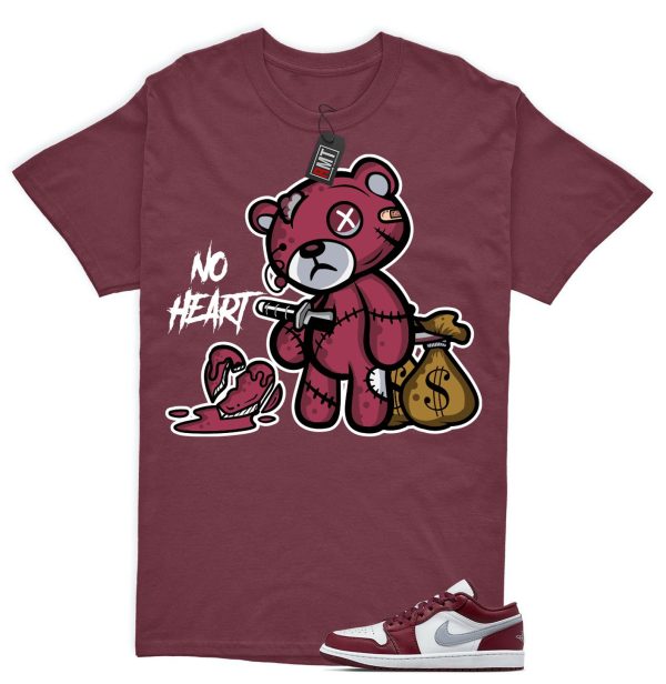 Jordan 1 Low Bordeaux Shirts, No Heart Tee Matching 1 Low Bordeaux Maroon Cherrywood Red White Cement Grey Jezsport.com