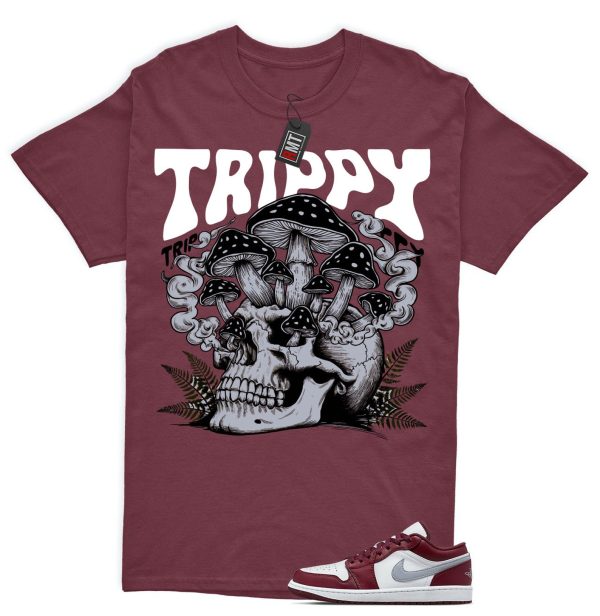 Jordan 1 Low Bordeaux Shirts, Trippy Tee Matching 1 Low Bordeaux Maroon Cherrywood Red White Cement Grey Jezsport.com