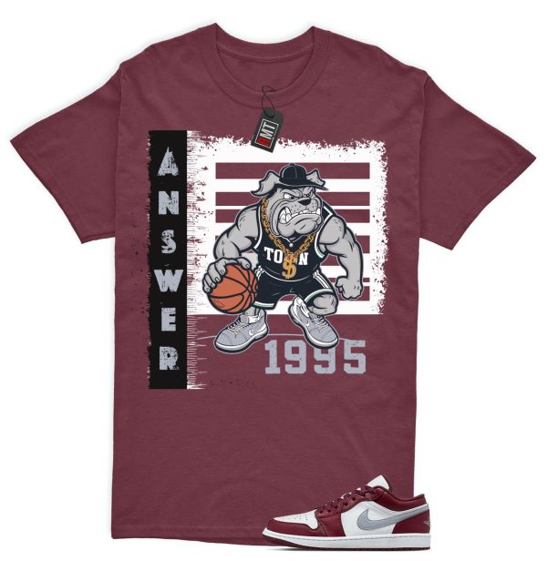 Jordan 1 Low Bordeaux Shirts, Answer Tee Matching 1 Low Bordeaux Maroon Cherrywood Red White Cement Grey Jezsport.com