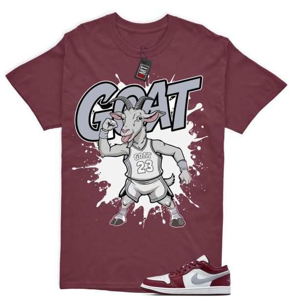 Jordan 1 Low Bordeaux Shirts, Goat Tee Matching 1 Low Bordeaux Maroon Cherrywood Red White Cement Grey Jezsport.com