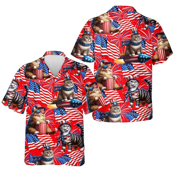 Cat 4th of July Hawaiian Shirt, Summer Shirt For Men and Women Jezsport.com