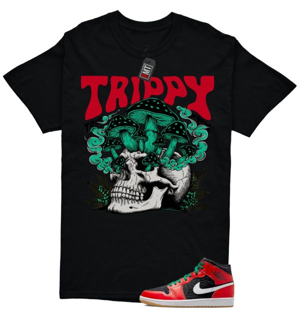 Jordan 1 Mid Christmas Black Fire Red White Malachite Match T-shirt, Trippy Jezsport.com