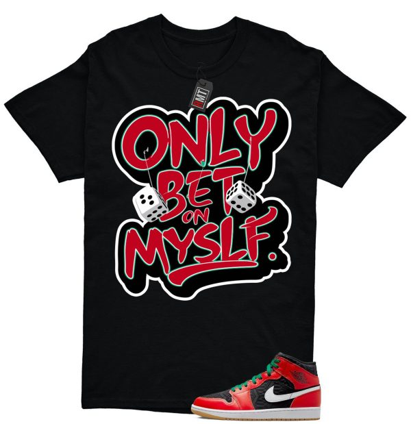 Jordan 1 Mid Christmas Black Fire Red White Malachite Match T-shirt, Bet on Myslf Jezsport.com