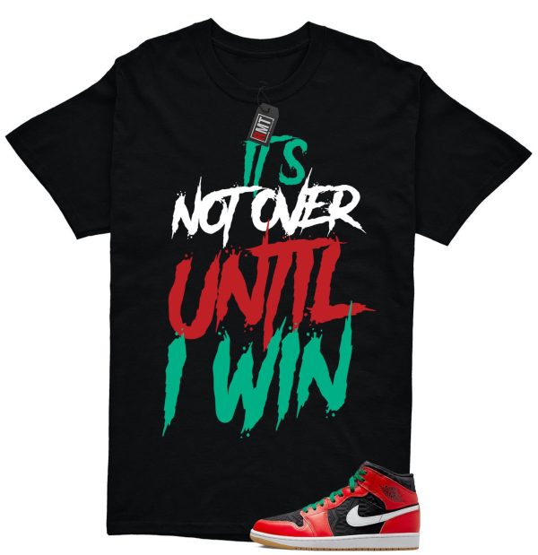 Jordan 1 Mid Christmas Black Fire Red White Malachite Match T-shirt, Not Over Jezsport.com